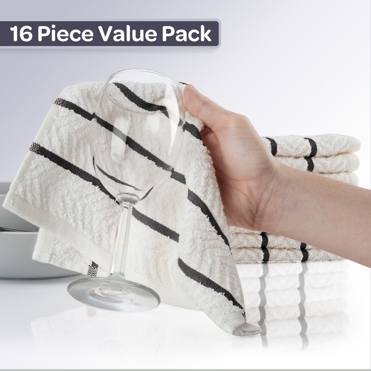 Dish Cloths 16-Pack - 12x12in Dish Cloths for Washing Dishes, Scrubbing, Drying, and Everyday Messes - Soft and Absorbent Cotton Kitchen Towels - Kitchen Towels and Dishcloths Sets by Lavish Home